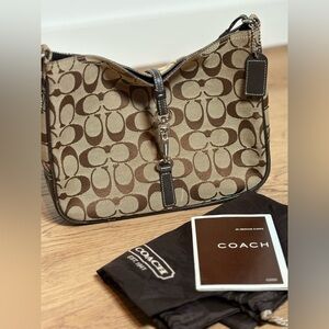 Vintage Coach Signature Canvas Brown and Tan Hobo Bag